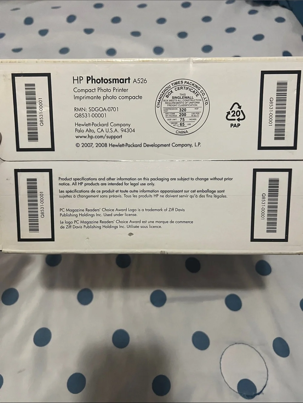 HP Photosmart A526 Compact Photo Printer - Teal and White